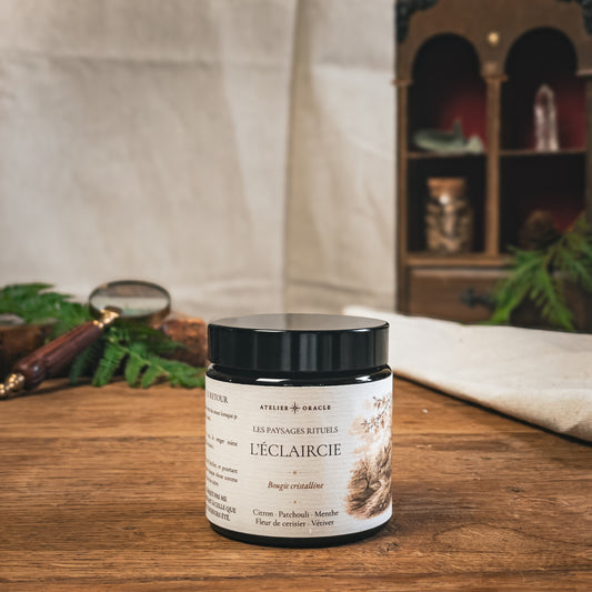 Bougie L'Éclaircie 100 g, aventurine verte – Atelier Oracle