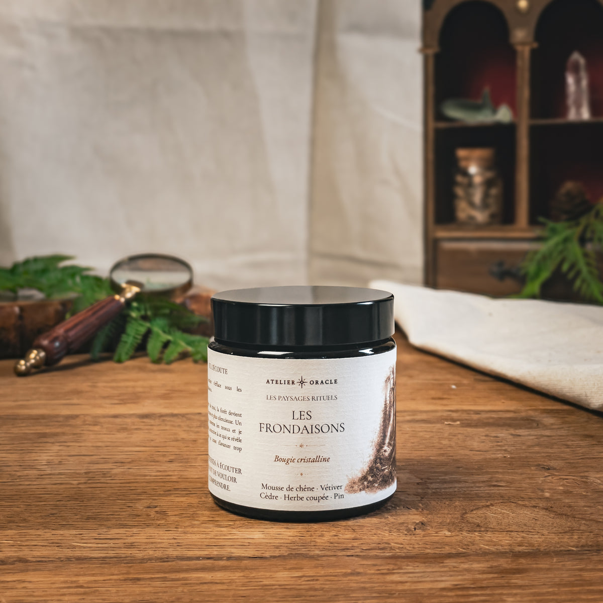 Bougie Les Frondaisons 100 g, quartz fumé – Atelier Oracle