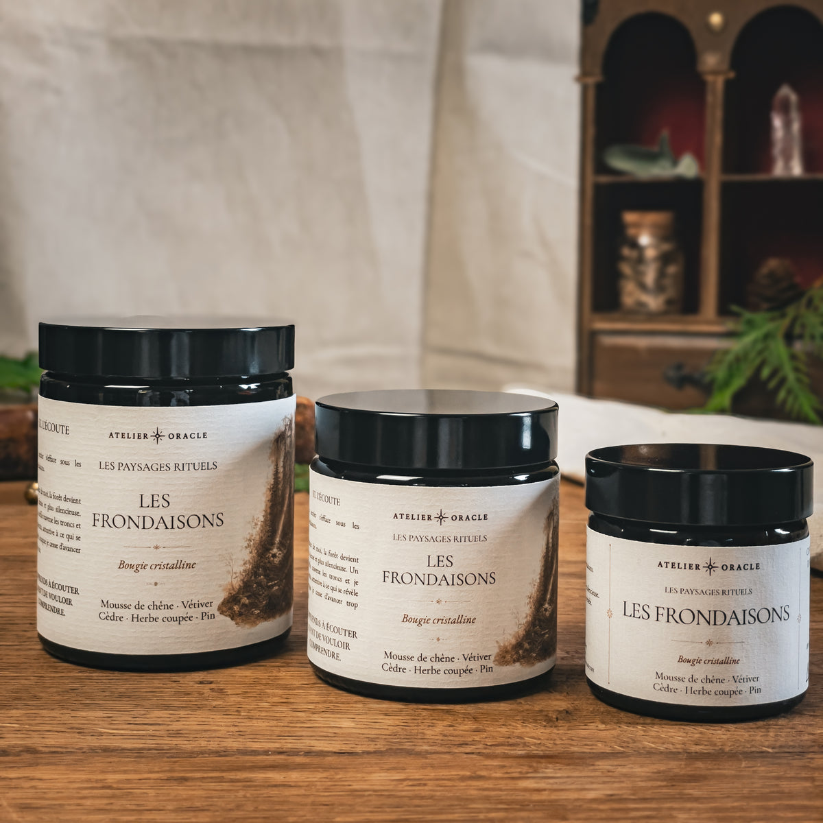 Les trois formats de bougie Les Frondaisons – Atelier Oracle