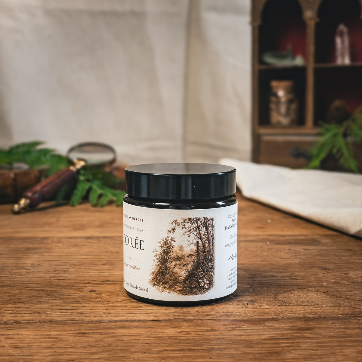 Bougie L'Orée 100 g, obsidienne noire – Atelier Oracle