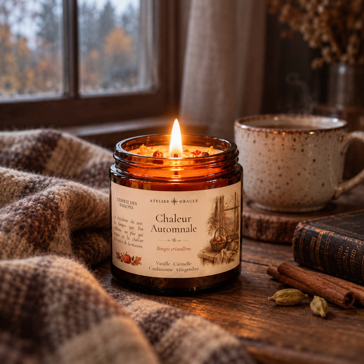 Bougie Chaleur automnale - Vanille, cannelle, cardamome & gingembre · Ambre
