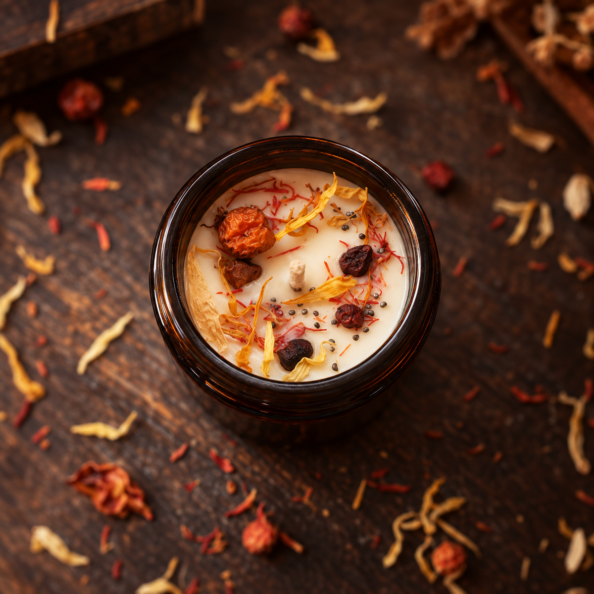 Bougie Chaleur automnale - Vanille, cannelle, cardamome & gingembre · Ambre