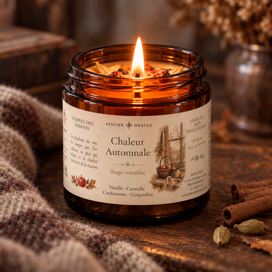 Bougie Chaleur automnale - Vanille, cannelle, cardamome & gingembre · Ambre