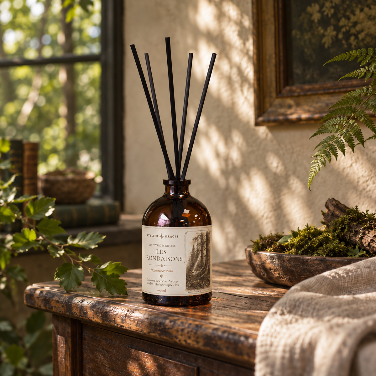 Diffuseur Les Frondaisons - Mousse de chêne, pin sylvestre, vétiver, herbe coupée & cèdre de l’Atlas · Tourmaline