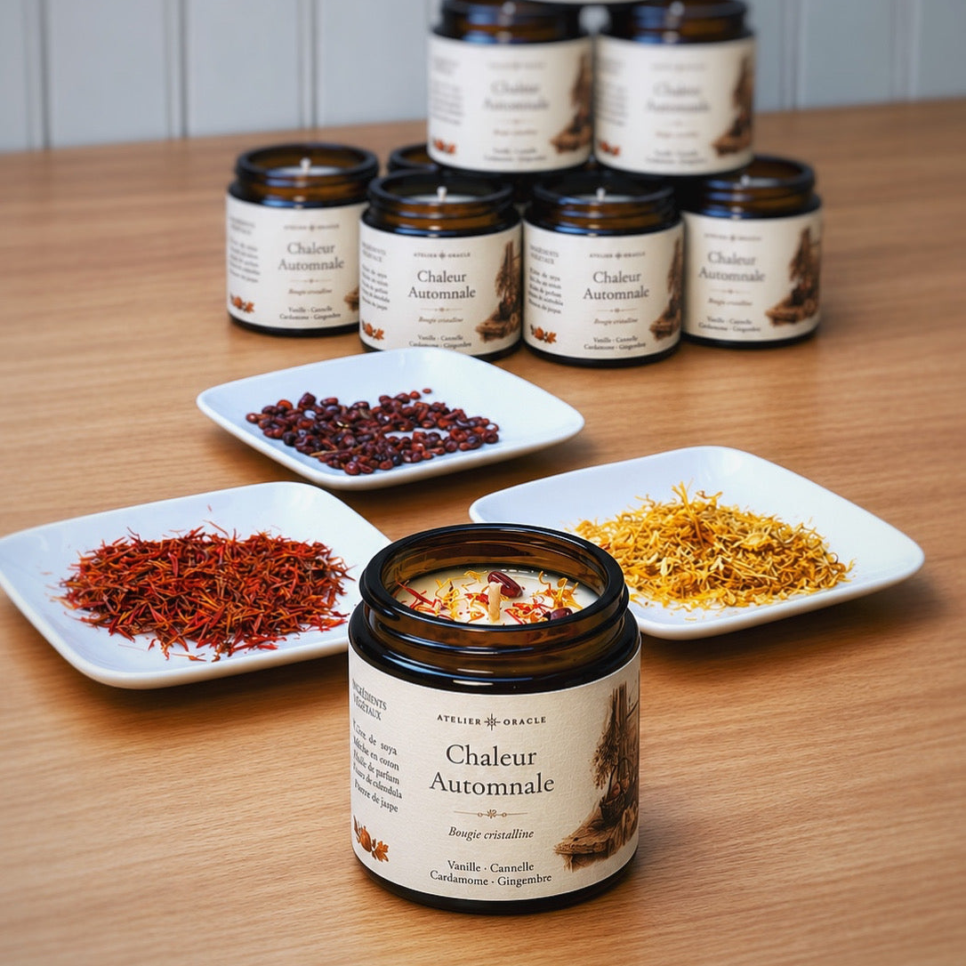 Bougie Chaleur automnale - Vanille, cannelle, cardamome & gingembre · Ambre